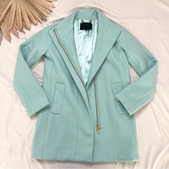 J. Crew Collection Tiffany Blue Mint Stadium Cloth Cocoon Wool Jacket Coat 8 - Picture 2 of 6